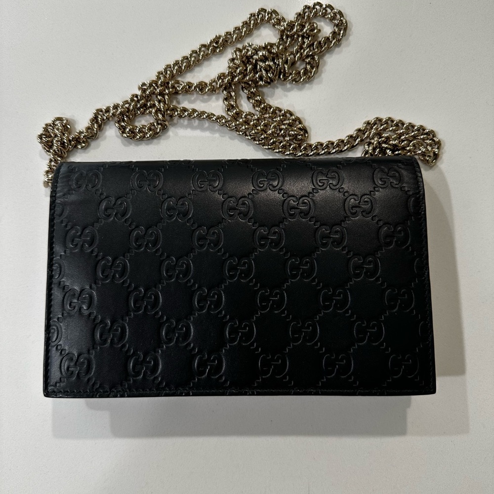 Gucci wallet on chain signature guccissima black and gold - Picture 6 of 10
